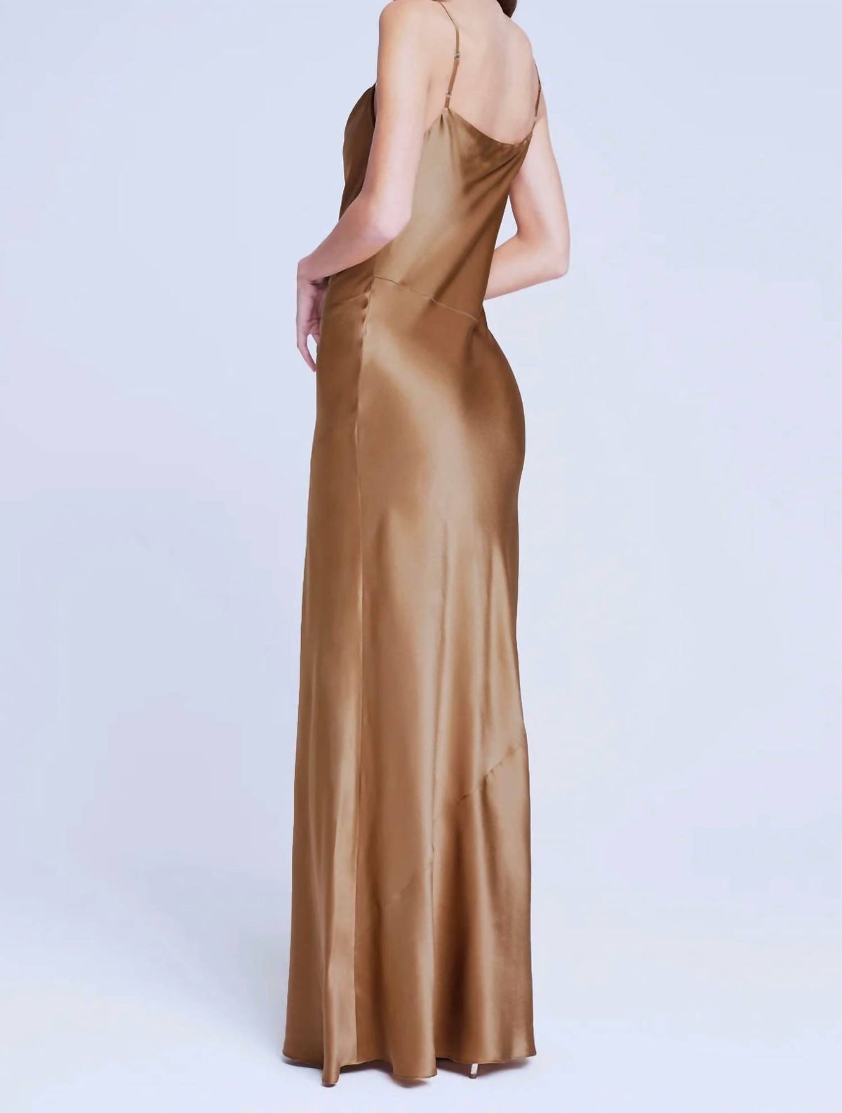 Style 1-1923292369-649 L'Agence Size 2 Satin Brown Side Slit Dress on Queenly