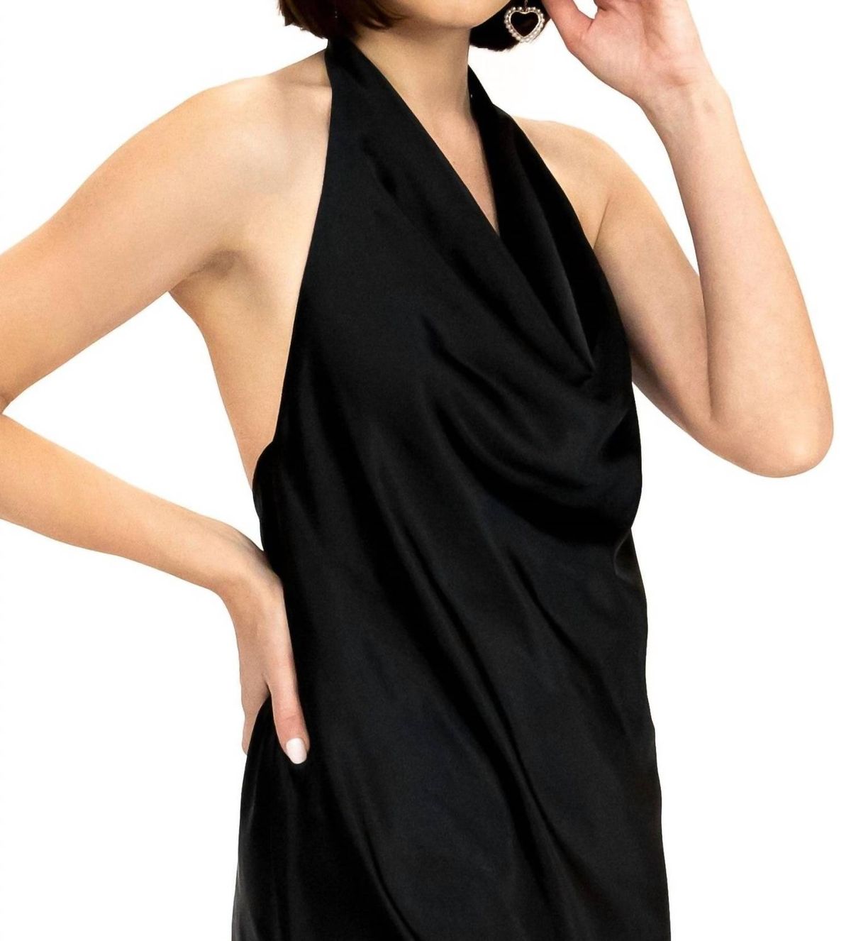 Style 1-257426138-2696 EVA FRANCO Size L Halter Black Cocktail Dress on Queenly