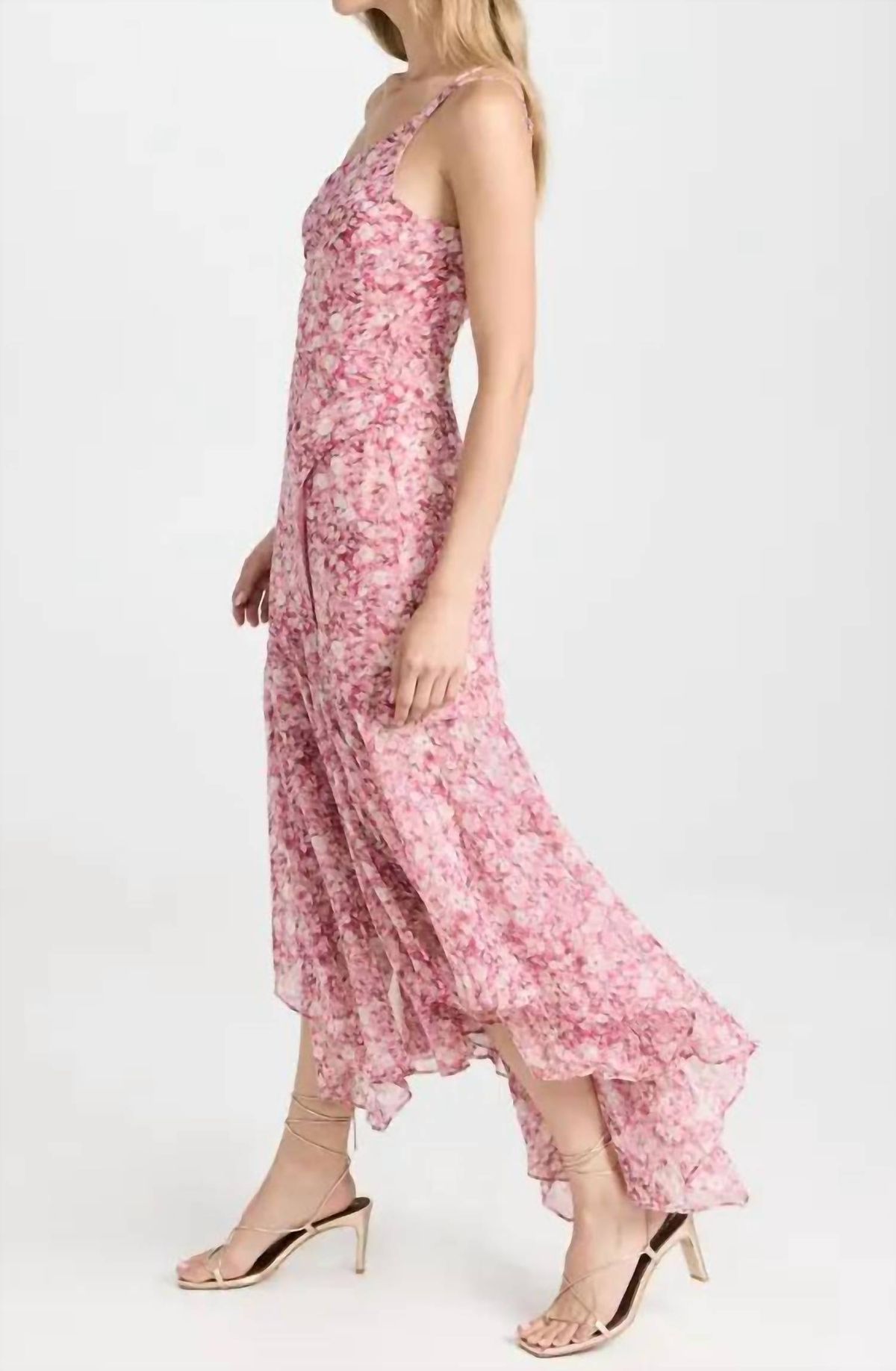 Style 1-2732711228-3471 ASTR Size S One Shoulder Floral Pink Floor Length Maxi on Queenly