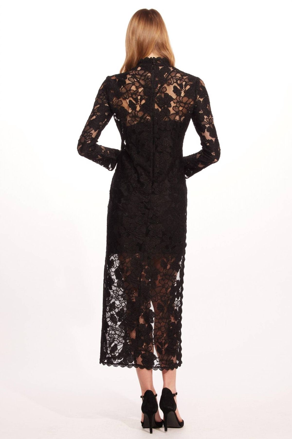 Style 1-2883726040-238 EVA FRANCO Size 12 Long Sleeve Lace Black Cocktail Dress on Queenly