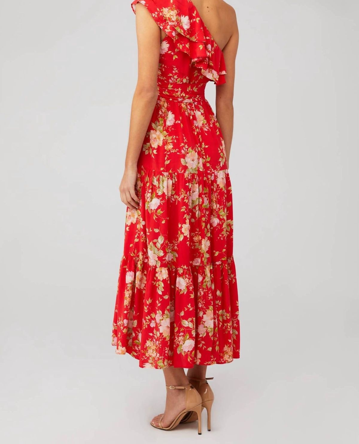 Style 1-2965045540-3236 Yumi Kim Size S One Shoulder Floral Red Cocktail Dress on Queenly
