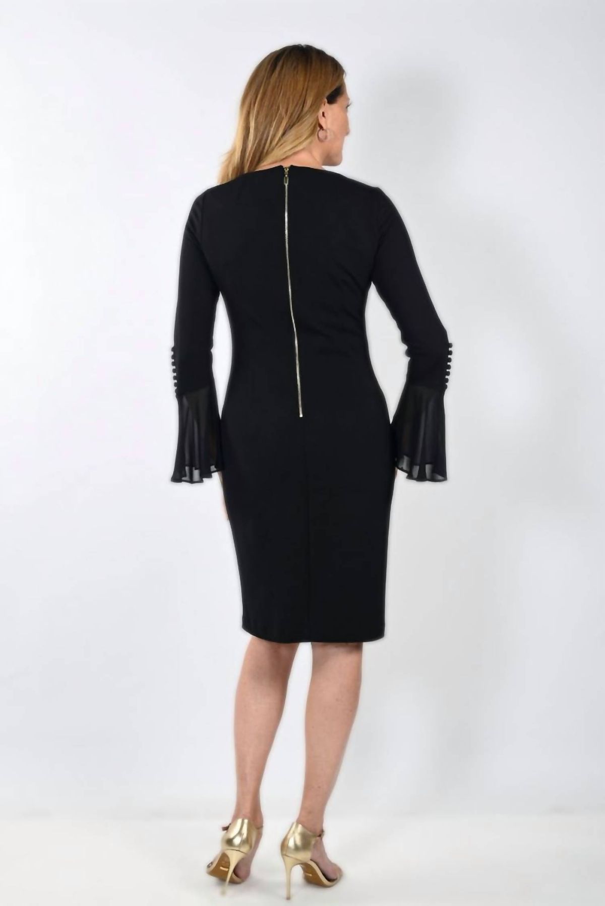 Style 1-3488073426-238 Frank Lyman Size 12 Long Sleeve Black Cocktail Dress on Queenly