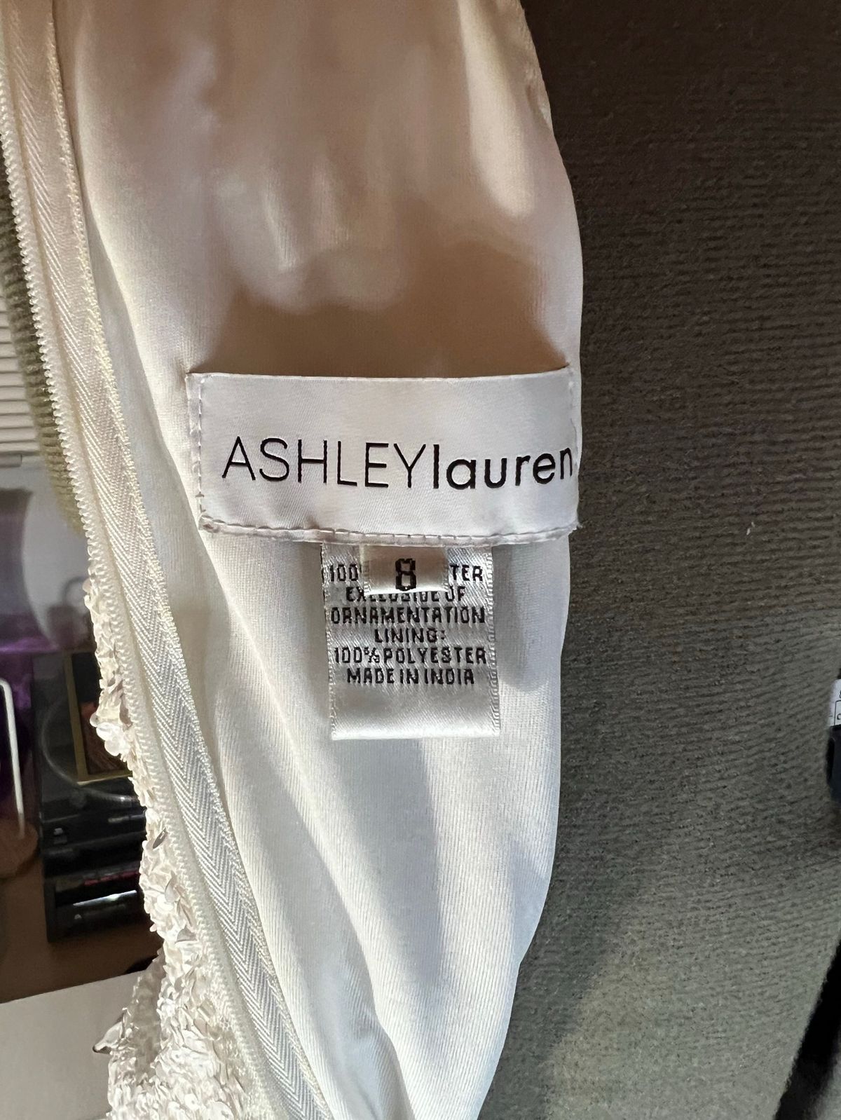 Style 4300 Ashley Lauren Size 8 Prom High Neck White Cocktail Dress on Queenly