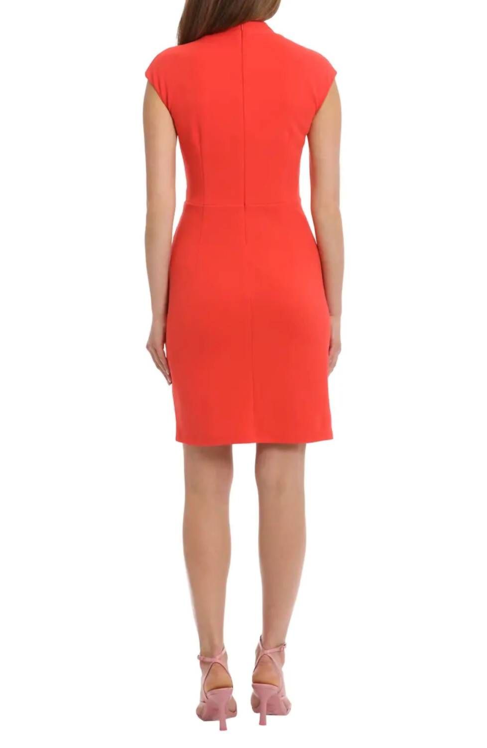 Style 1-4100291419-2168 Maggy London Size 8 Cap Sleeve Orange Cocktail Dress on Queenly