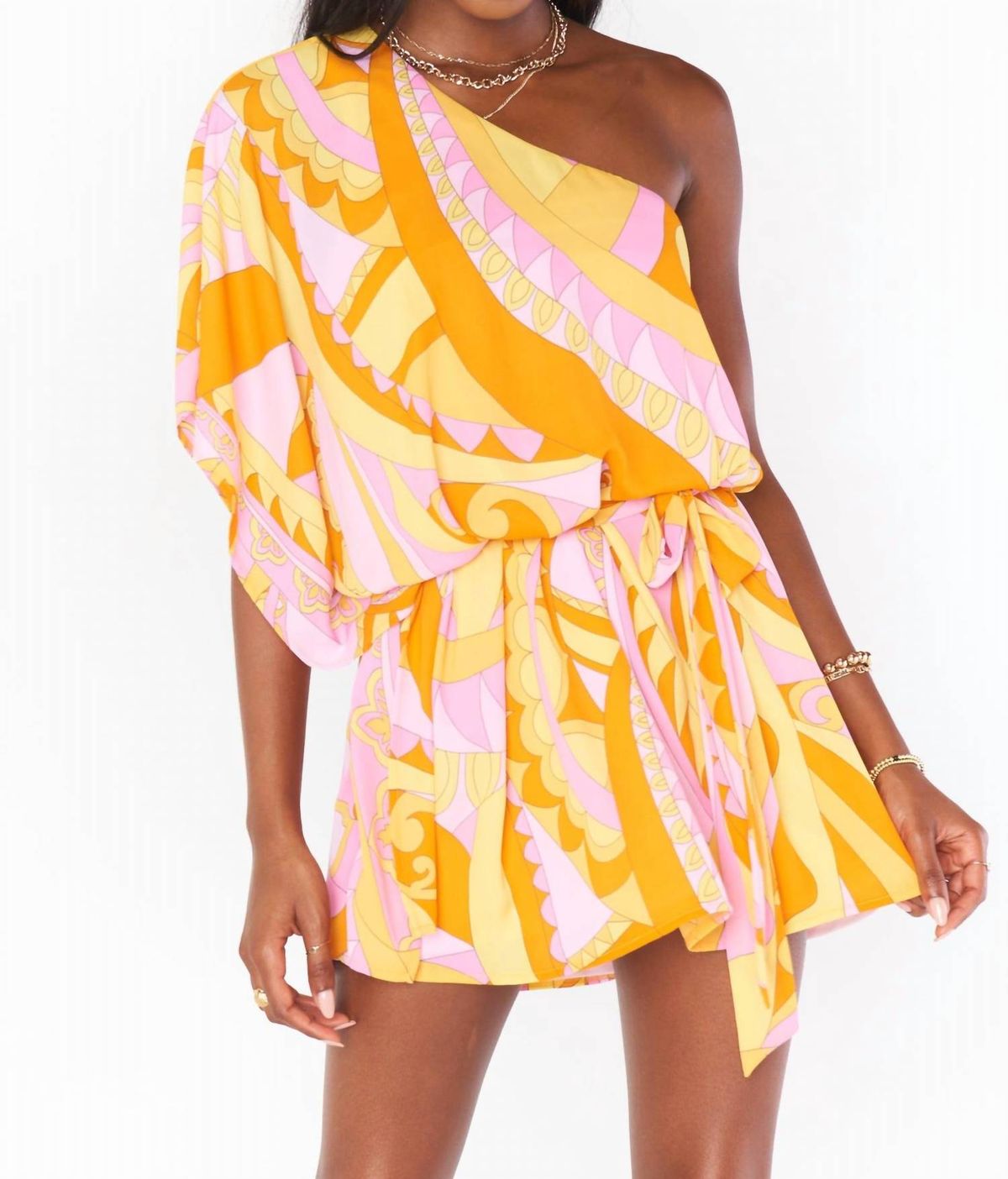 Style 1-841181838-3855 Show Me Your Mumu Size XS One Shoulder Orange Cocktail Dress on Queenly