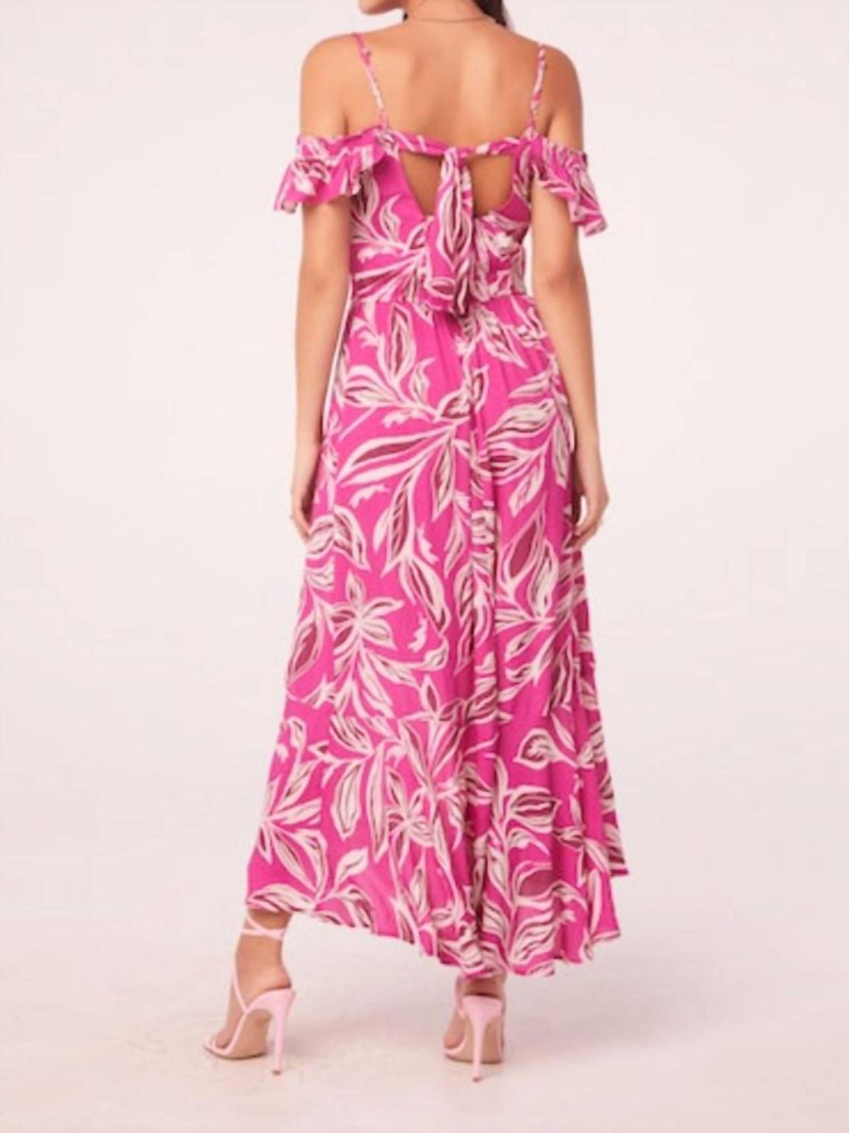 Style 1-903468621-3236 band of the free Size S Floral Hot Pink Floor Length Maxi on Queenly