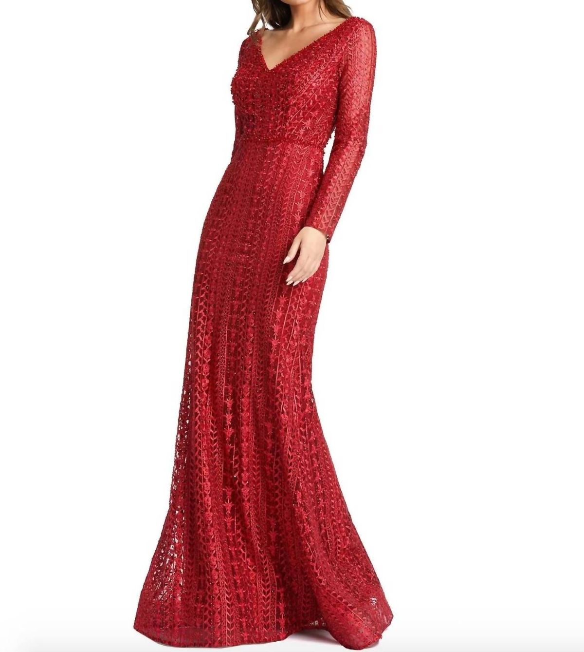 Style 1-1424794596-238 MAC DUGGAL Size 12 Wedding Guest Burgundy Red A-line Dress on Queenly