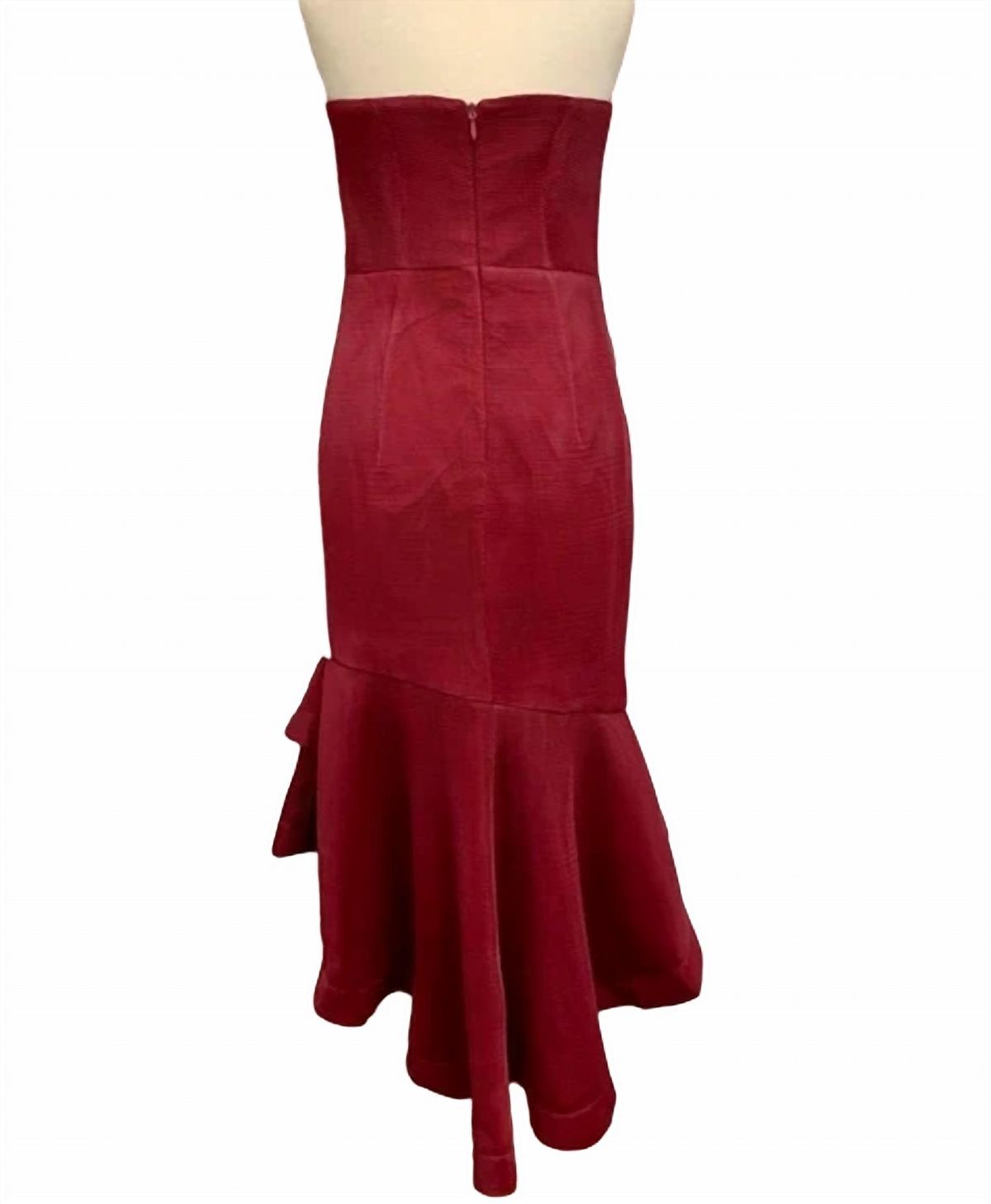 Style 1-1435036046-1498 Bariano Size 4 Strapless Sheer Red Cocktail Dress on Queenly