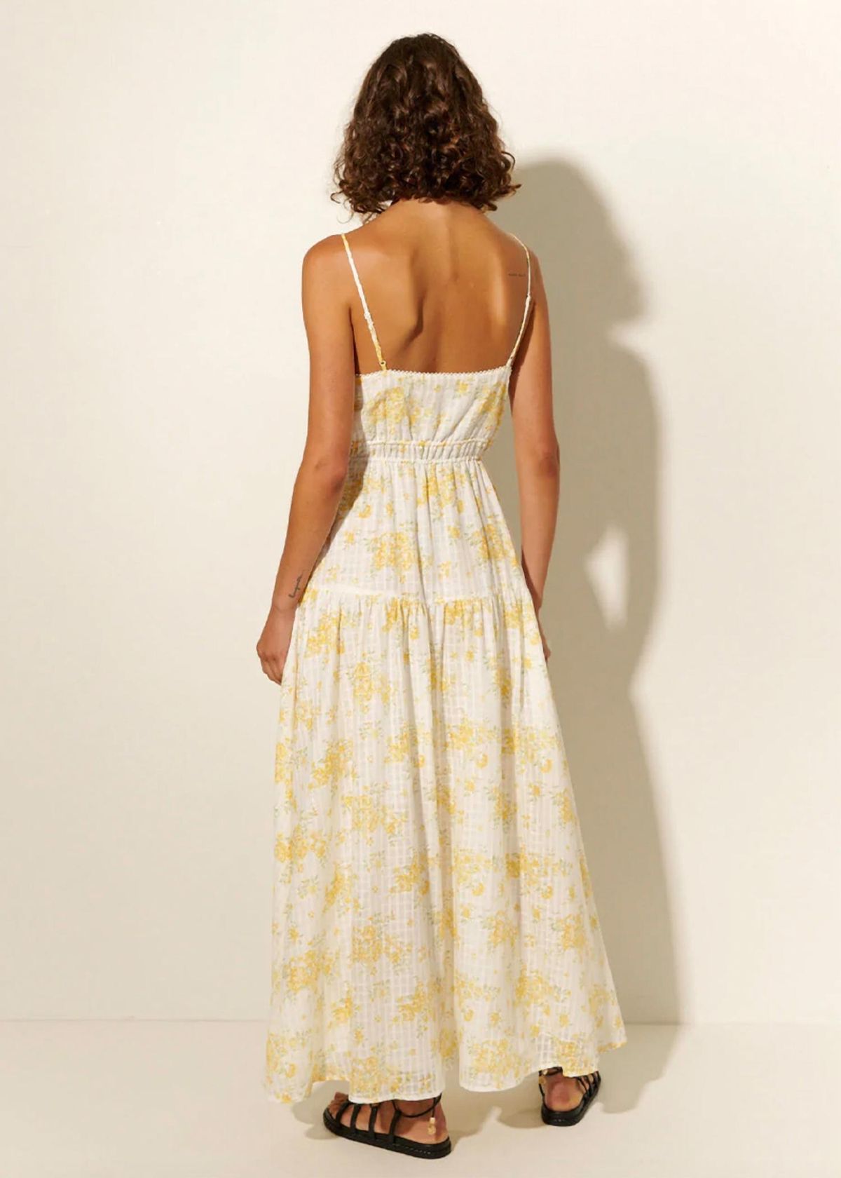 Style 1-1891420179-98 KIVARI Size 10 Plunge Floral Yellow Floor Length Maxi on Queenly