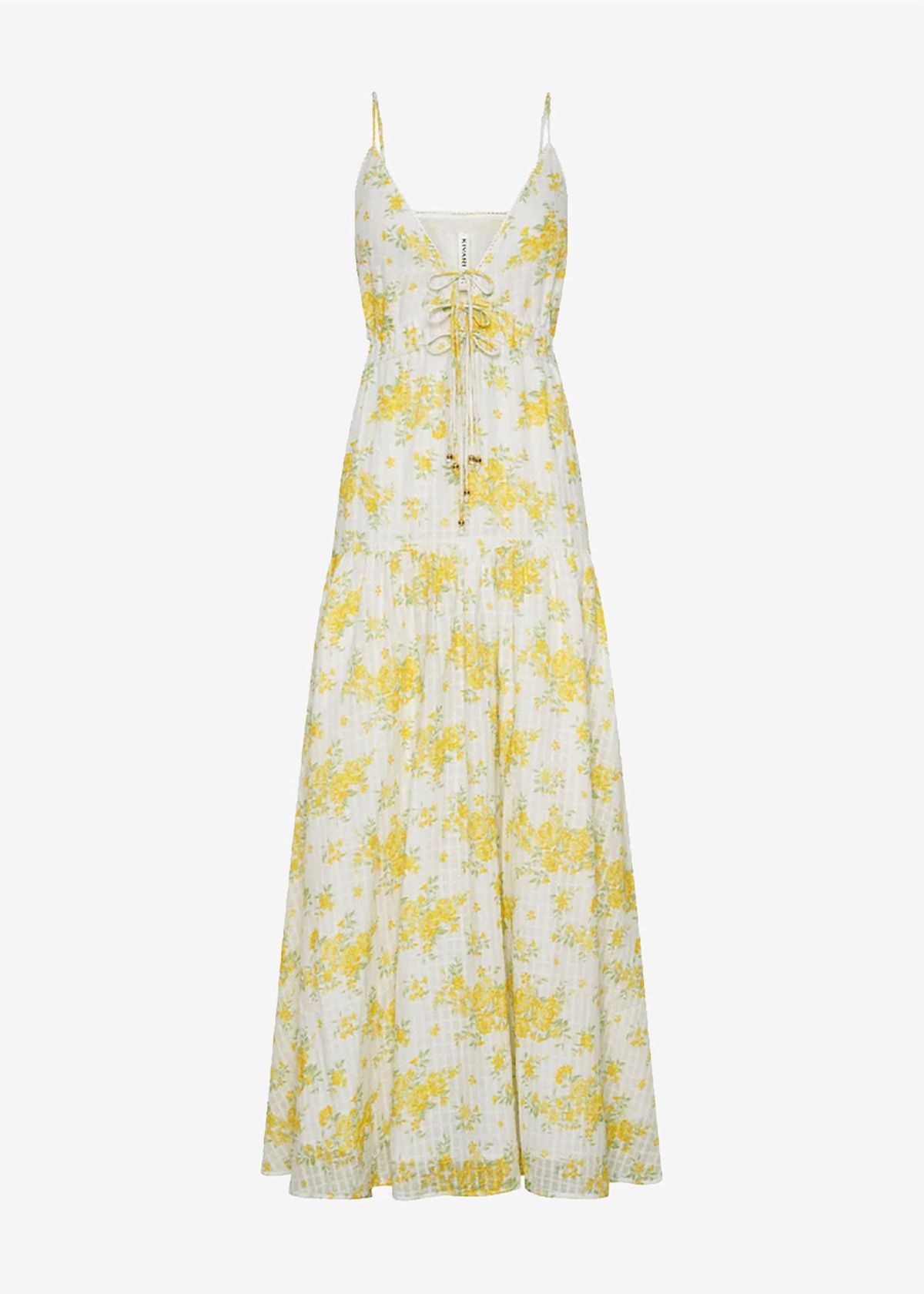 Style 1-1891420179-98 KIVARI Size 10 Plunge Floral Yellow Floor Length Maxi on Queenly