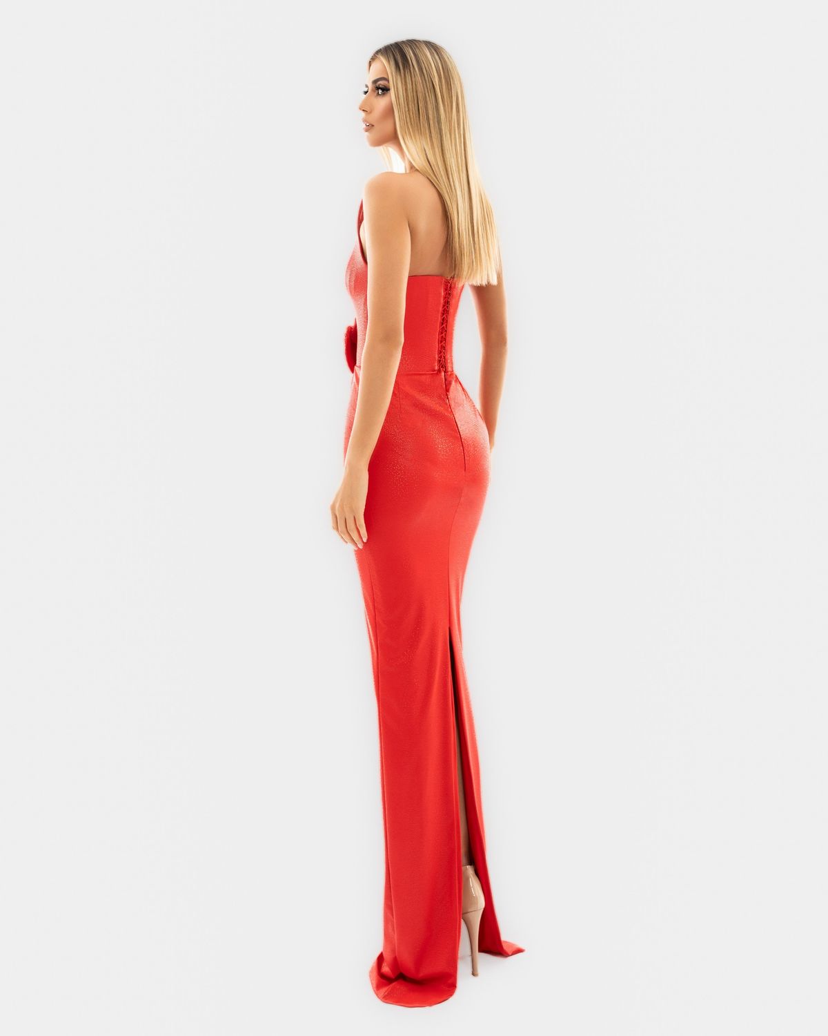Style AD5408 Albina Dyla Size XS Pageant Floral Red Side Slit Dress on Queenly