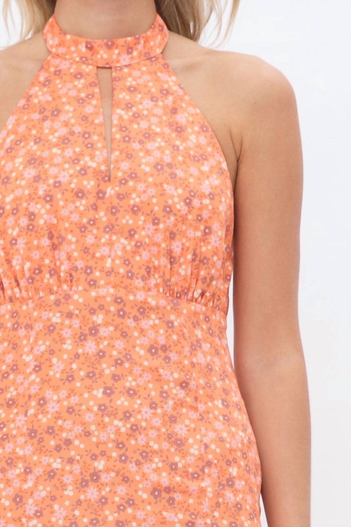 Style 1-2013531859-2791 Fore Size L Halter Floral Orange Cocktail Dress on Queenly
