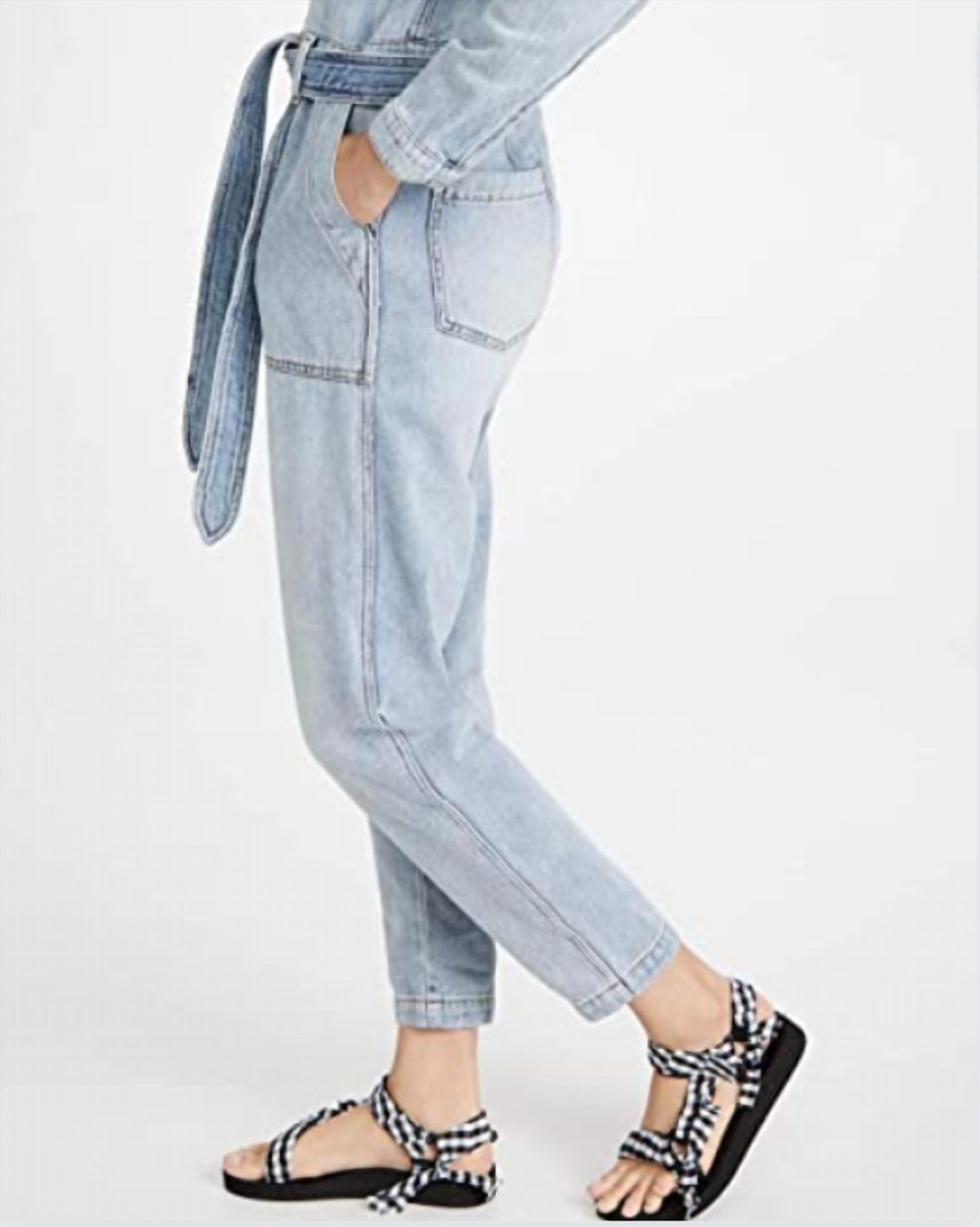 Style 1-2045081187-2901 Joe's Jeans Size M Long Sleeve Blue Formal Jumpsuit on Queenly