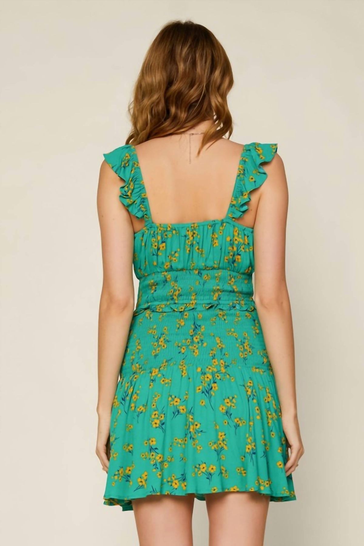 Style 1-3751457579-3471 SKIES ARE BLUE Size S Floral Green Cocktail Dress on Queenly