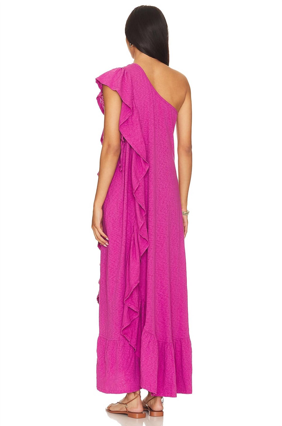 Style 1-463394683-5231 Free People Size M One Shoulder Pink Floor Length Maxi on Queenly