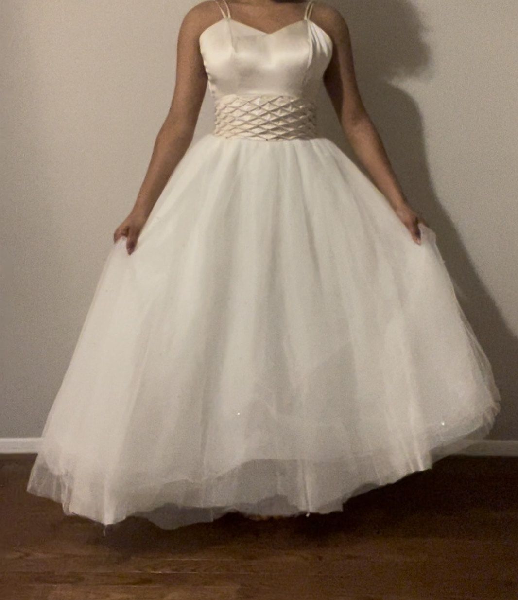 Size 4 Pageant Sequined White Ball Gown on Queenly
