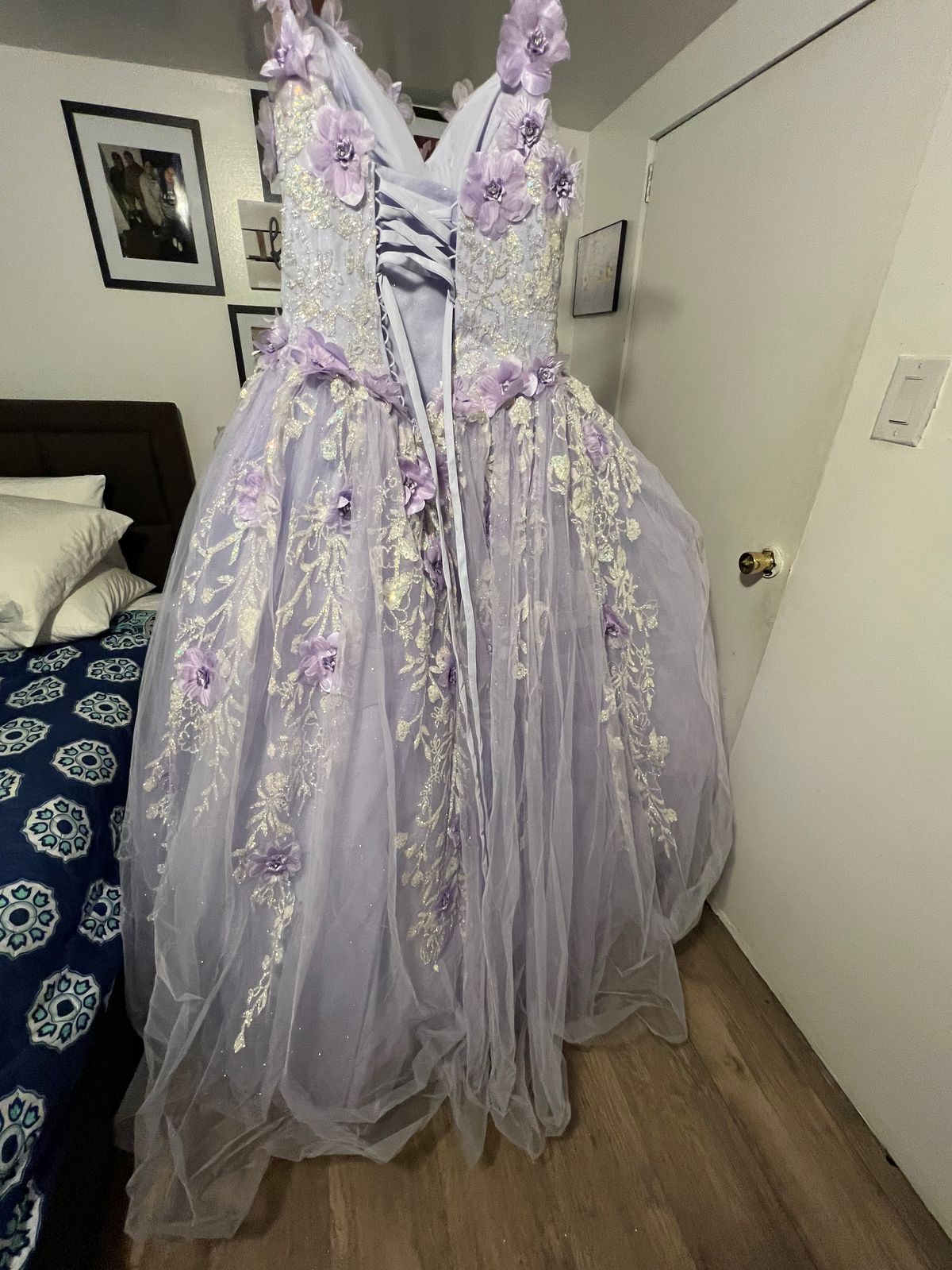 Size M Plunge Purple Ball Gown on Queenly
