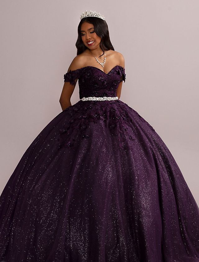 Size 2 Sequined Purple Ball Gown on Queenly