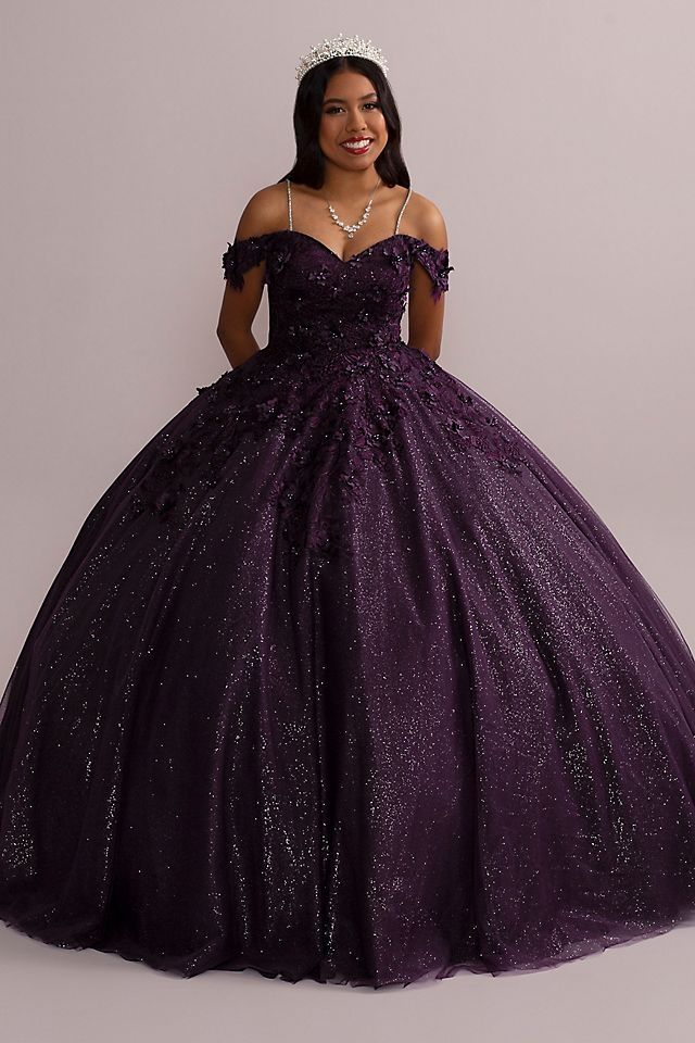 Size 2 Sequined Purple Ball Gown on Queenly