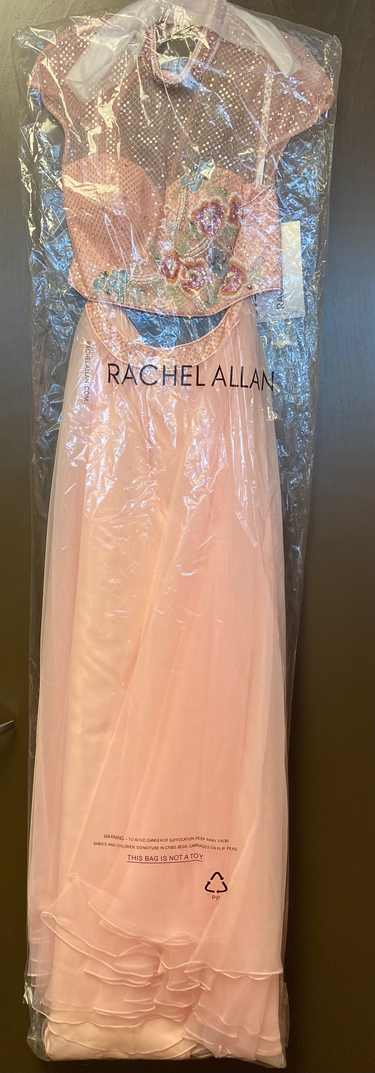 Style 6403 Rachel Allan Size 10 High Neck Floral Pink Floor Length Maxi on Queenly