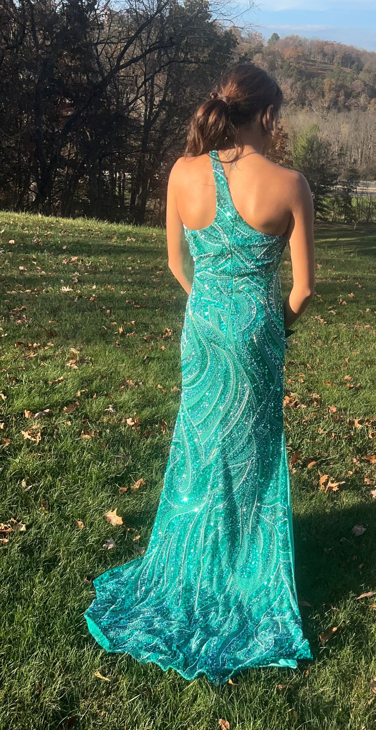 Rachel Allan Size 0 Homecoming One Shoulder Green A-line Dress on Queenly