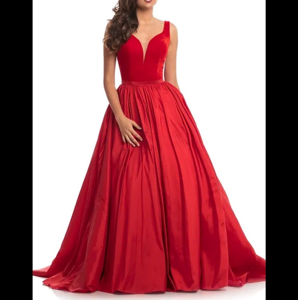 Johnathan Kayne Size 6 Pageant Velvet Red Ball Gown on Queenly