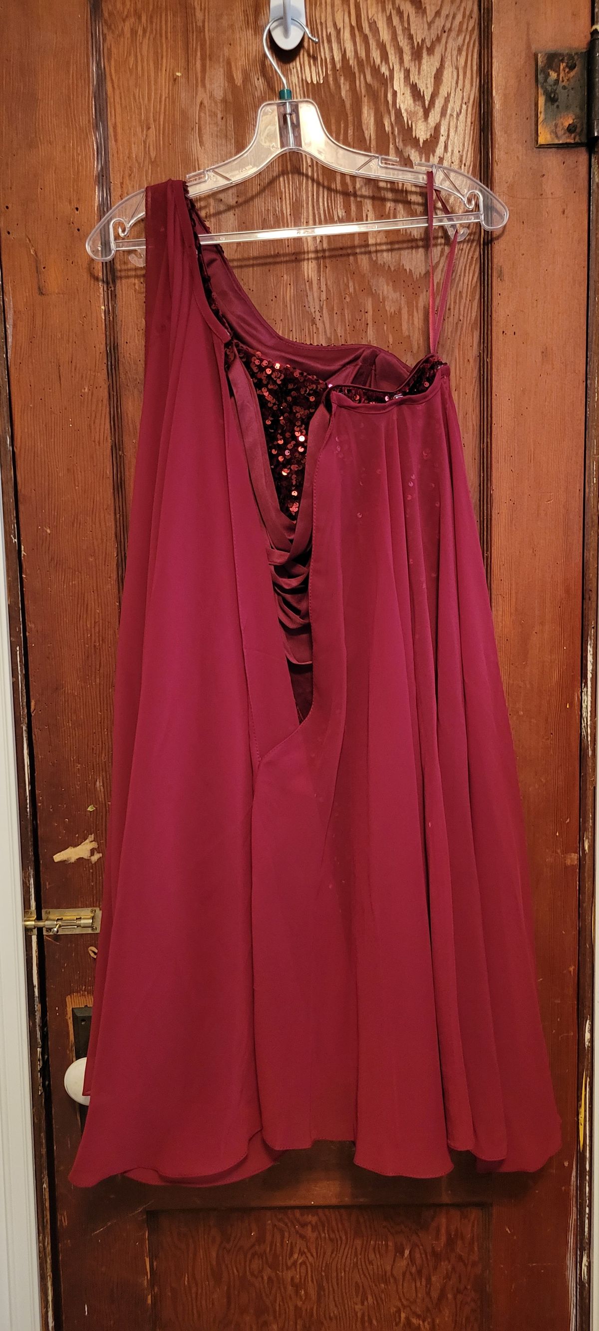 Johnathan Kayne Size 4 Pageant One Shoulder Burgundy Red Cocktail Dress on Queenly