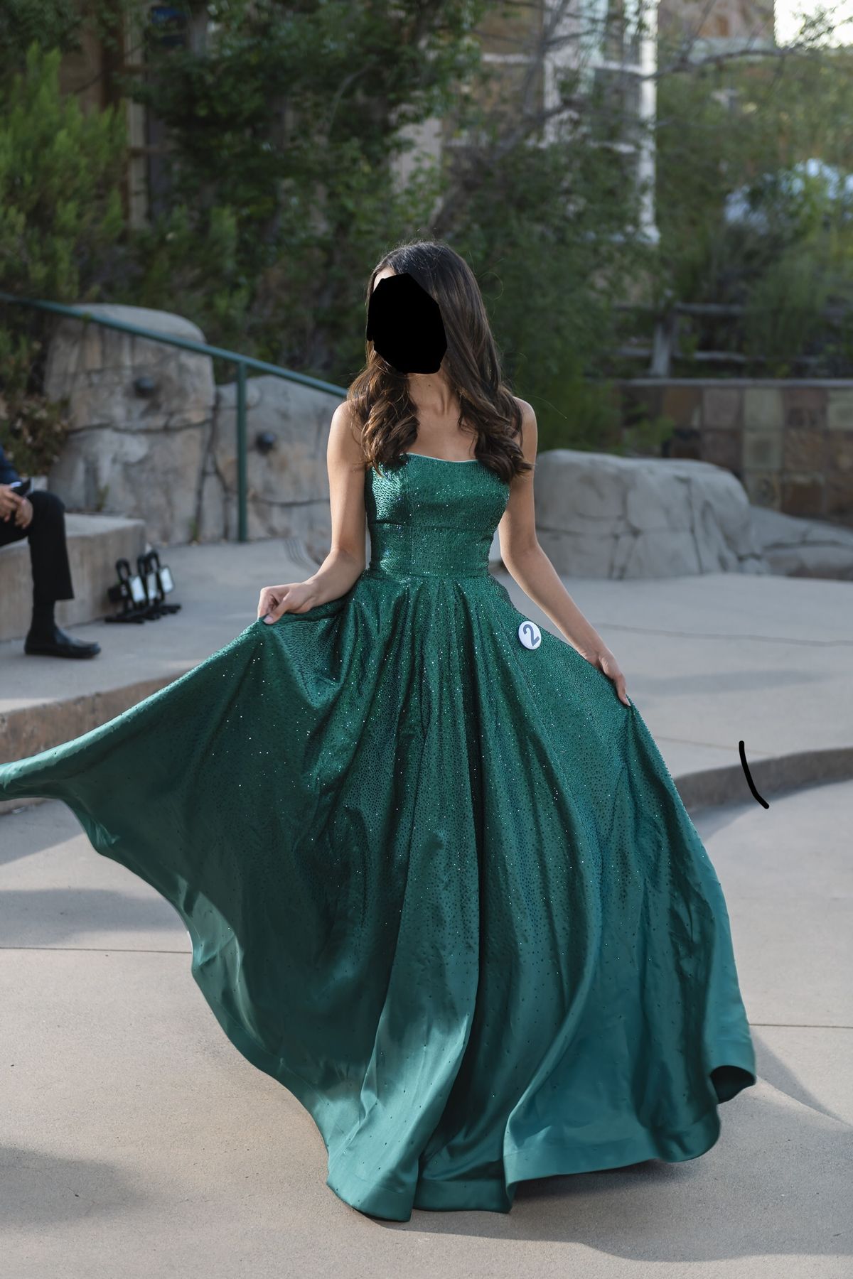 Style 54325 Sherri Hill Size 2 Prom Strapless Satin Emerald Green Ball Gown on Queenly