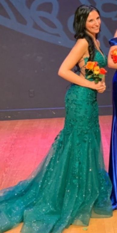 Amarra Size 2 Pageant Plunge Emerald Green Mermaid Dress on Queenly