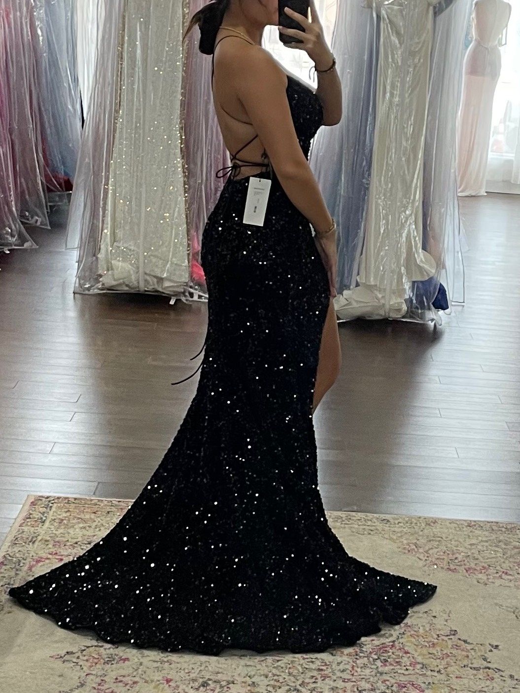 Sherri Hill Size 6 Prom Black Side Slit Dress on Queenly