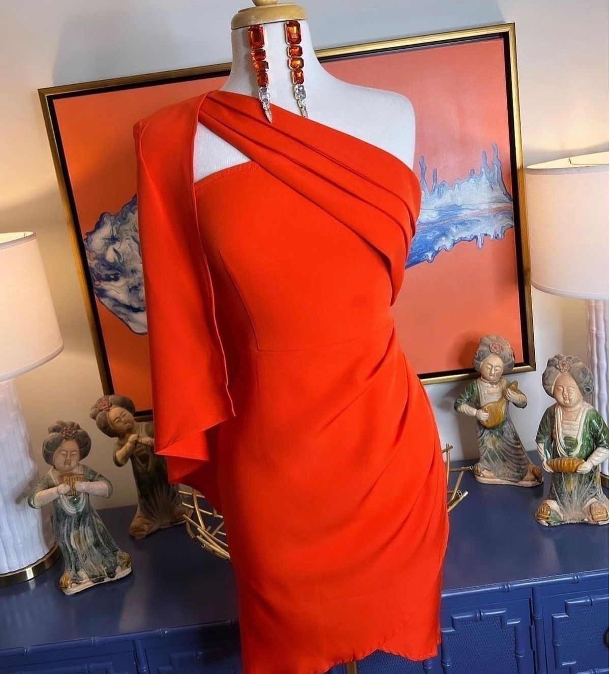 Size 4 Prom One Shoulder Orange Cocktail Dress on Queenly