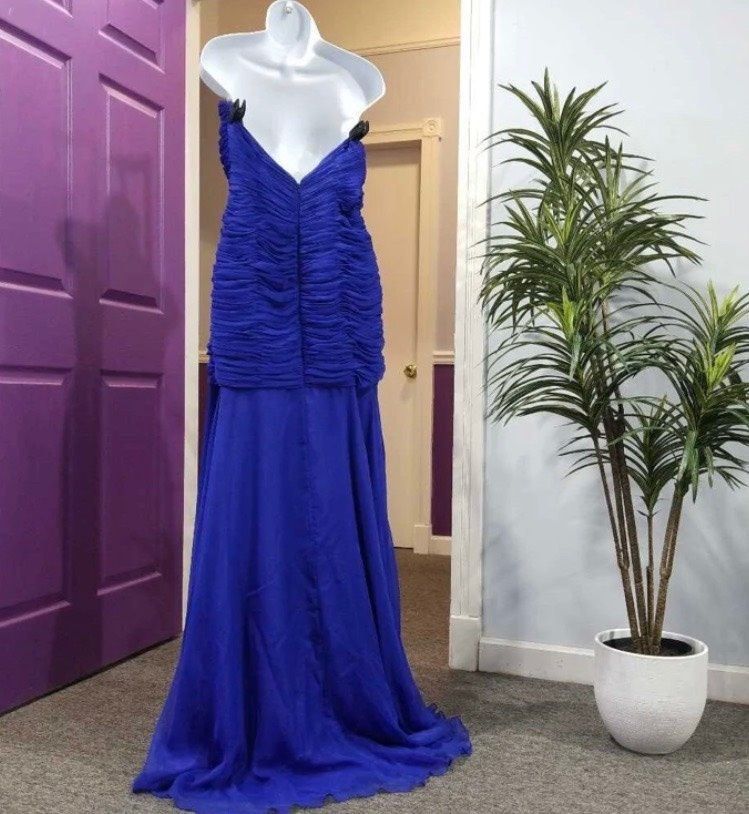 Jovani Size 4 Bridesmaid Strapless Sequined Royal Blue Mermaid Dress on Queenly