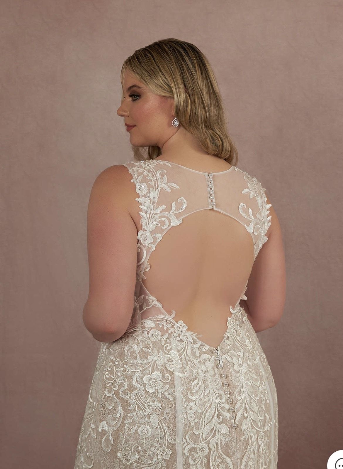 Style AZAZIE GARDNER Mermaid Sequins Lace Cathedral Train Dress Diamond White/Champagne Azazie Plus Size 18 Plunge Lace Nude Mermaid Dress on Queenly