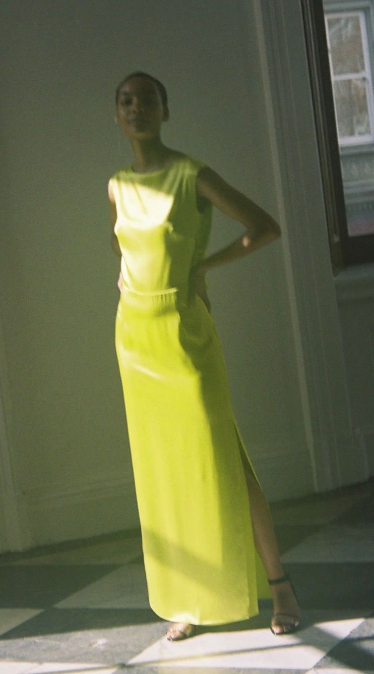 Kamperett Size XS Prom Satin Yellow A-line Dress on Queenly