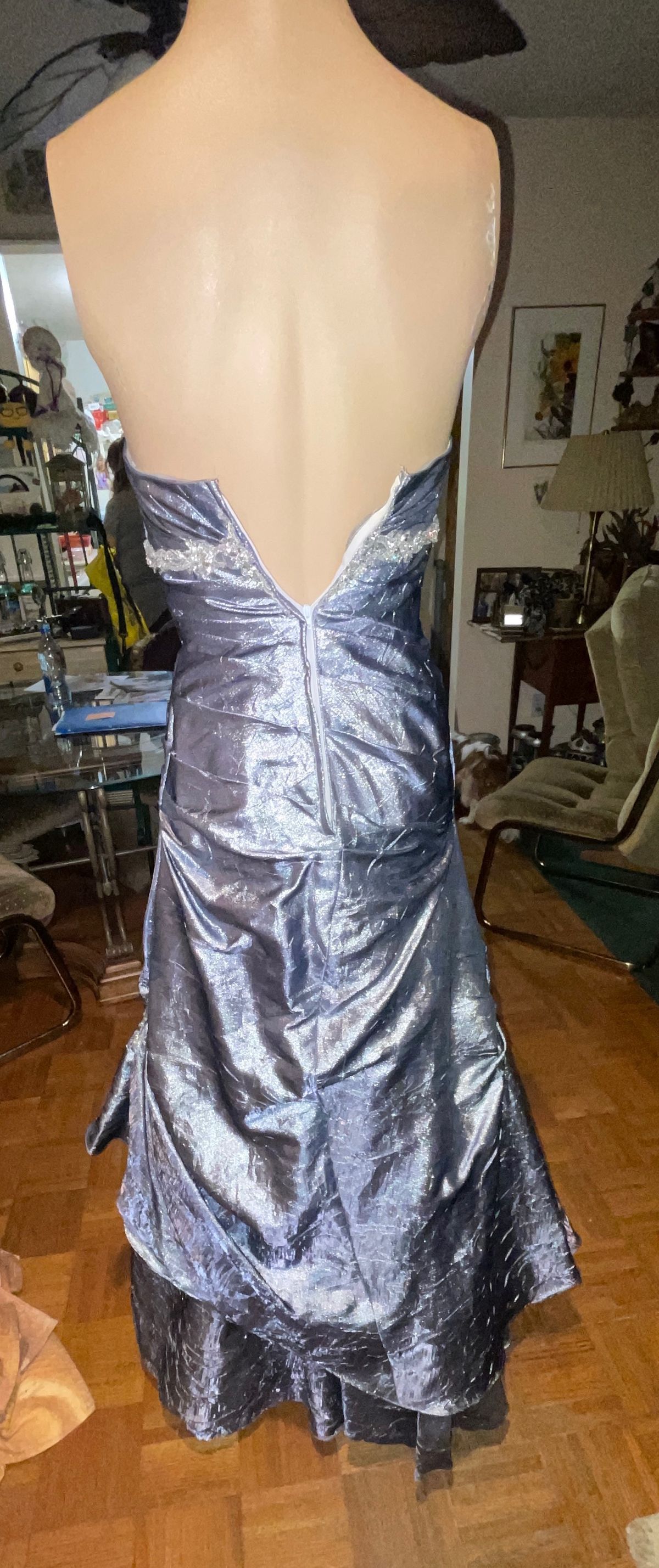 Fire & ice Size 0 Prom Strapless Silver Ball Gown on Queenly