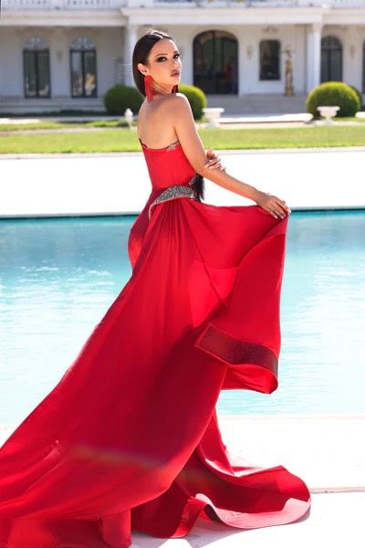 Style PS23460 Portia and Scarlett Size 0 One Shoulder Red Mermaid Dress on Queenly