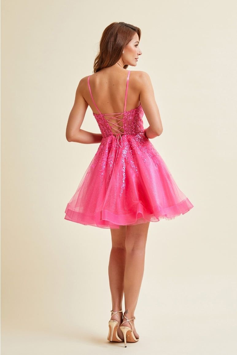 Style EM1013S Bicici & Coty Size XS Homecoming Hot Pink Cocktail Dress on Queenly