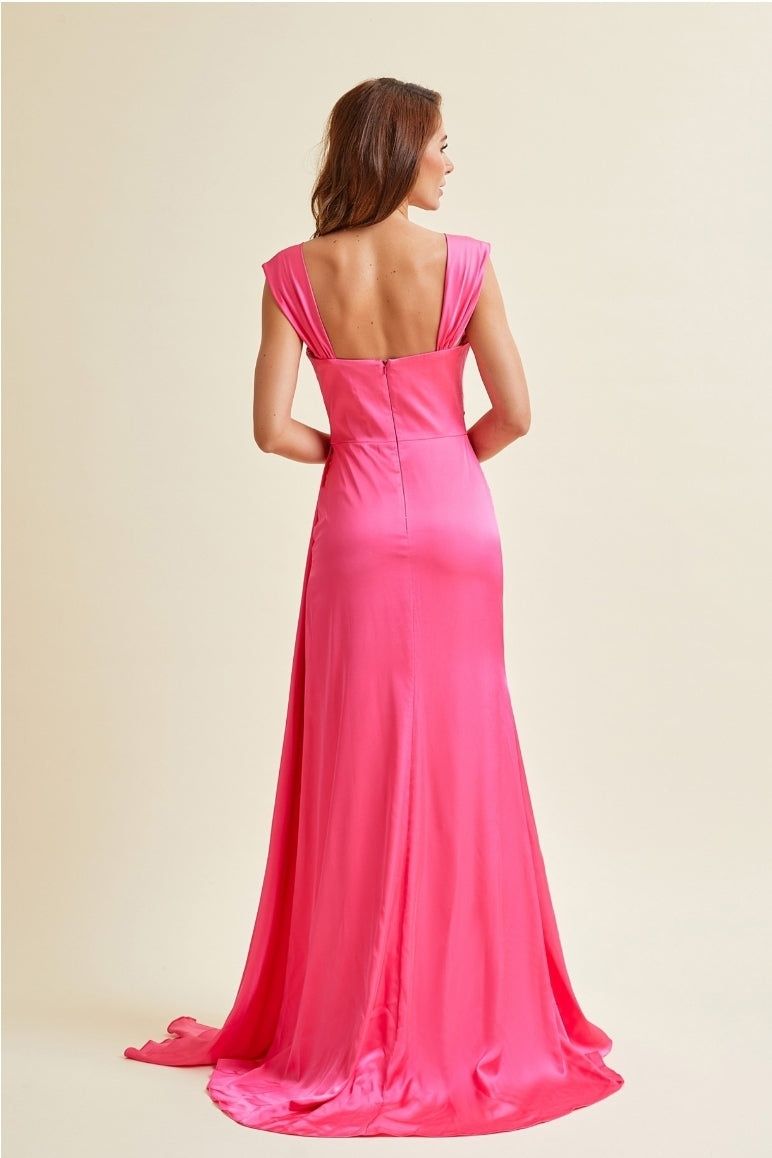 Style TR59314 Bicici & Coty Size S Prom Hot Pink Side Slit Dress on Queenly