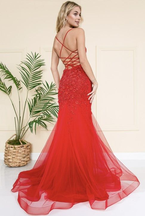 Style SU066 Amelia Couture Size 14 Prom Red Mermaid Dress on Queenly