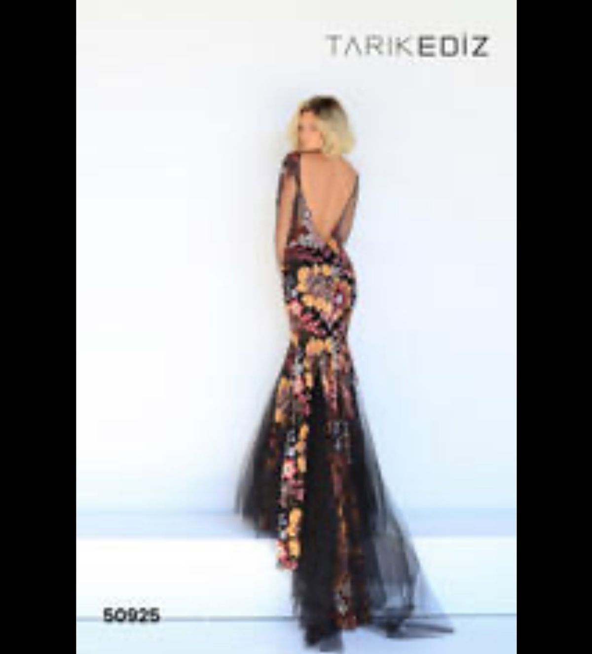 Tarik Ediz Size 4 Prom Plunge Floral Multicolor Mermaid Dress on Queenly
