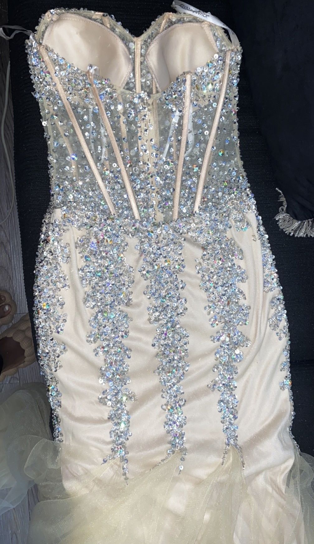 Size 4 Prom Strapless Nude Mermaid Dress on Queenly