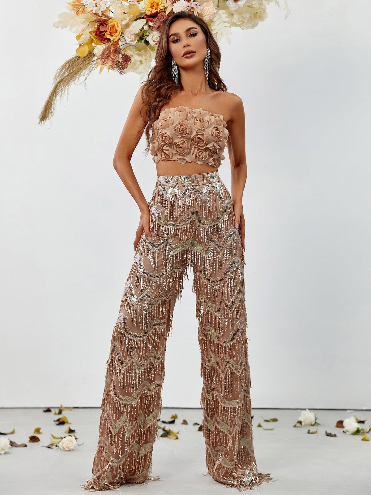 Style FSWU9012 Faeriesty Size XL Gold Formal Jumpsuit on Queenly