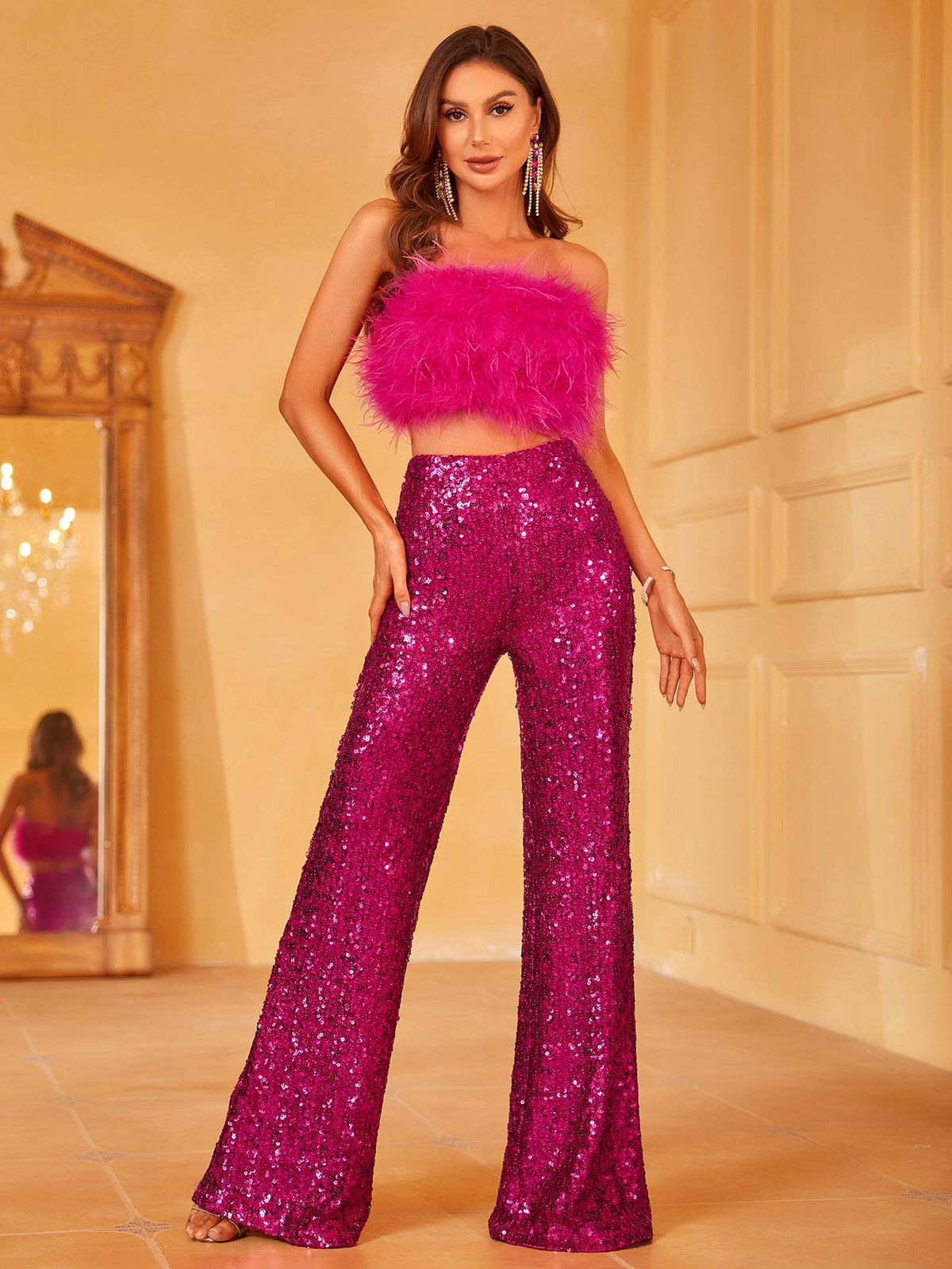 Style LAWU6002 Faeriesty Size L Hot Pink Formal Jumpsuit on Queenly