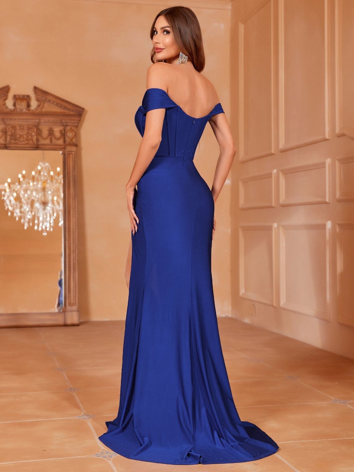 Style FSWD2062 Faeriesty Size XS Off The Shoulder Royal Blue Floor Length Maxi on Queenly
