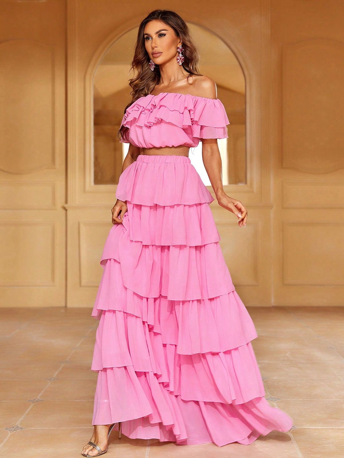 Style FSWU9021 Faeriesty Size S One Shoulder Pink Floor Length Maxi on Queenly