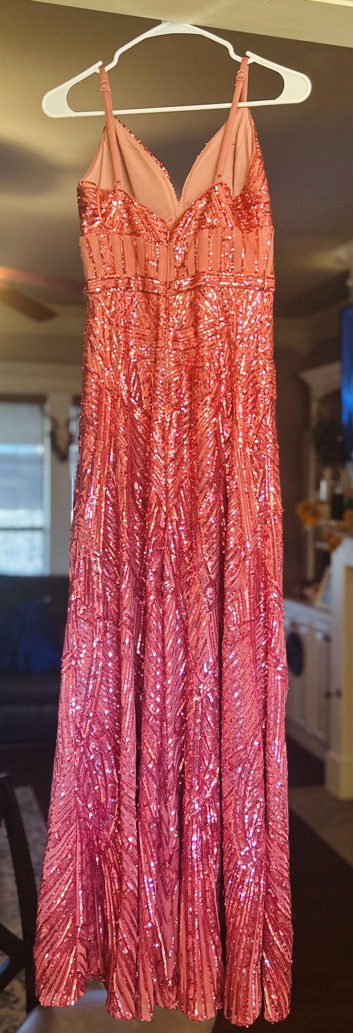 Morgan and Co Size 4 Pageant Plunge Pink A-line Dress on Queenly
