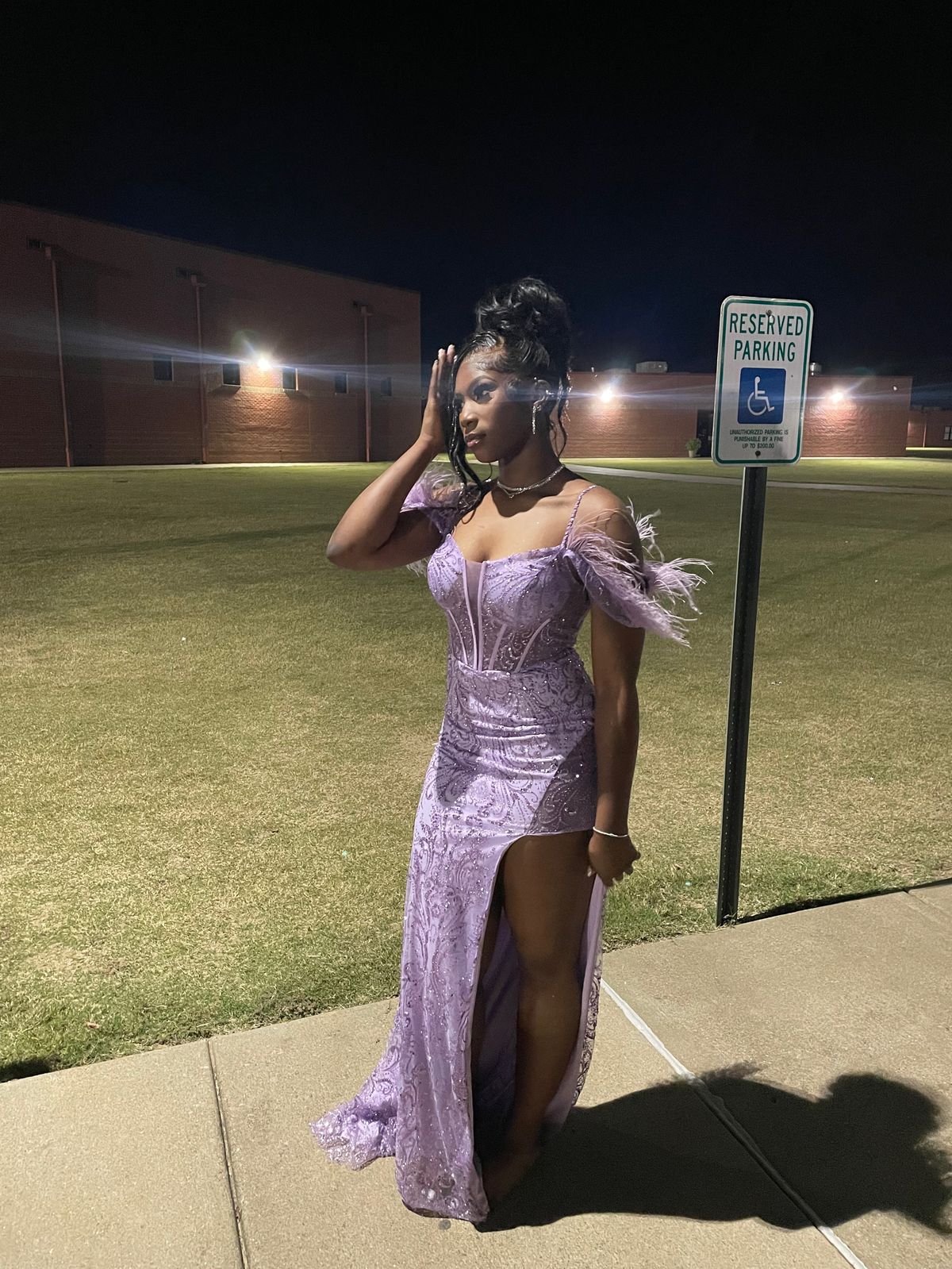 Size 6 Prom Off The Shoulder Purple Side Slit Dress on Queenly