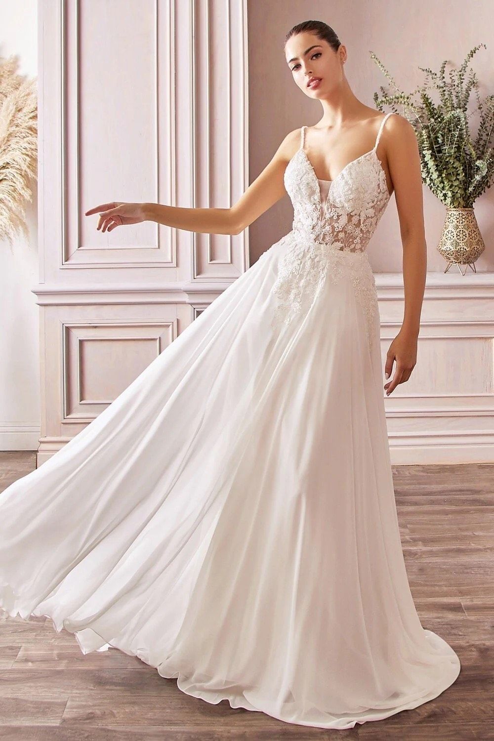 Cinderella Divine Size 12 Floral White A-line Dress on Queenly