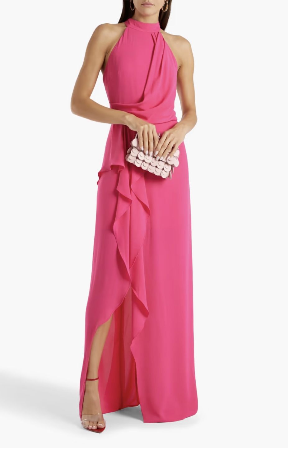 Style BF-108045604-XQW5 Halston Heritage Size 8 High Neck Pink Side Slit Dress on Queenly
