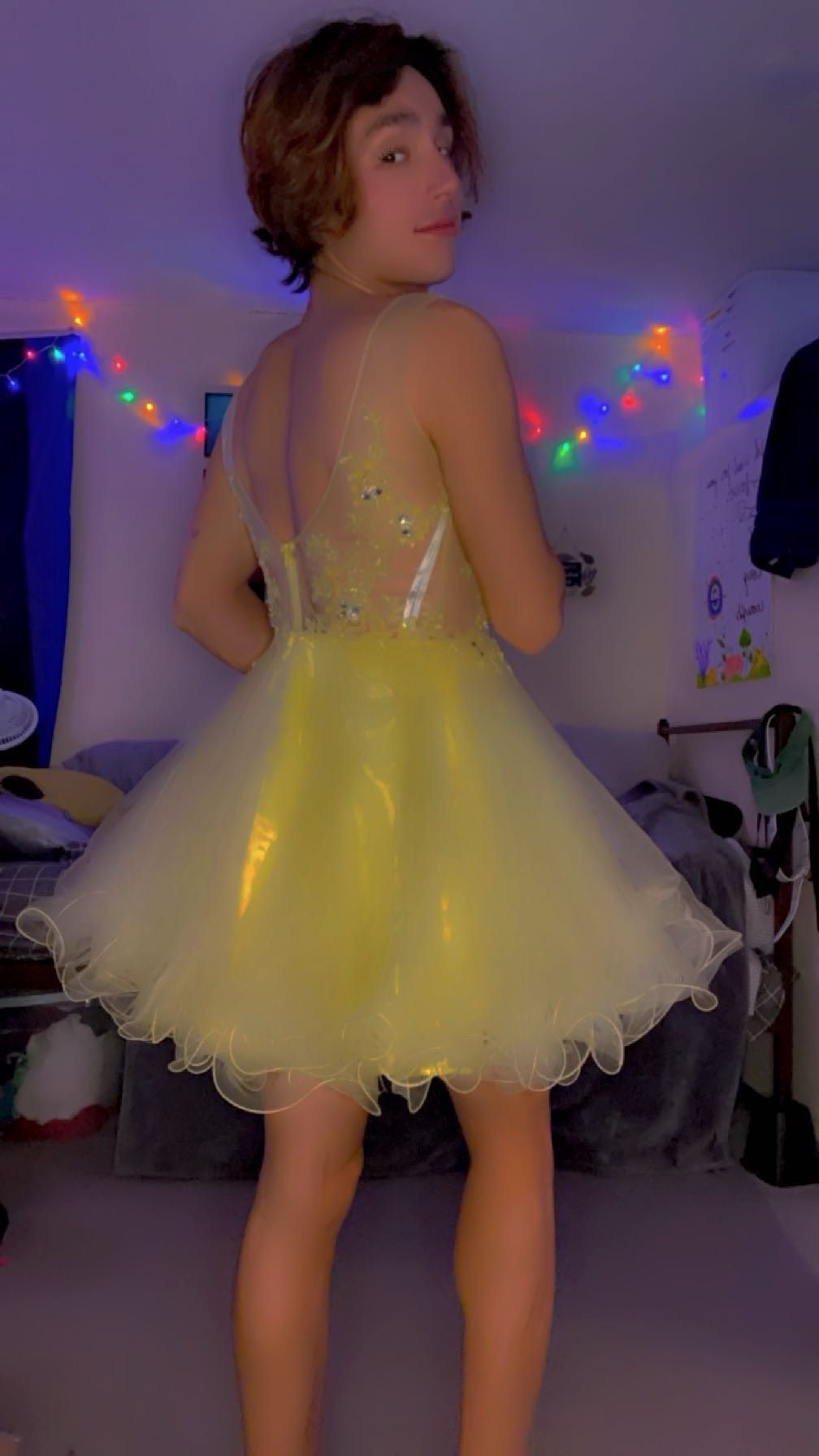Size M Homecoming Yellow Cocktail Dress on Queenly